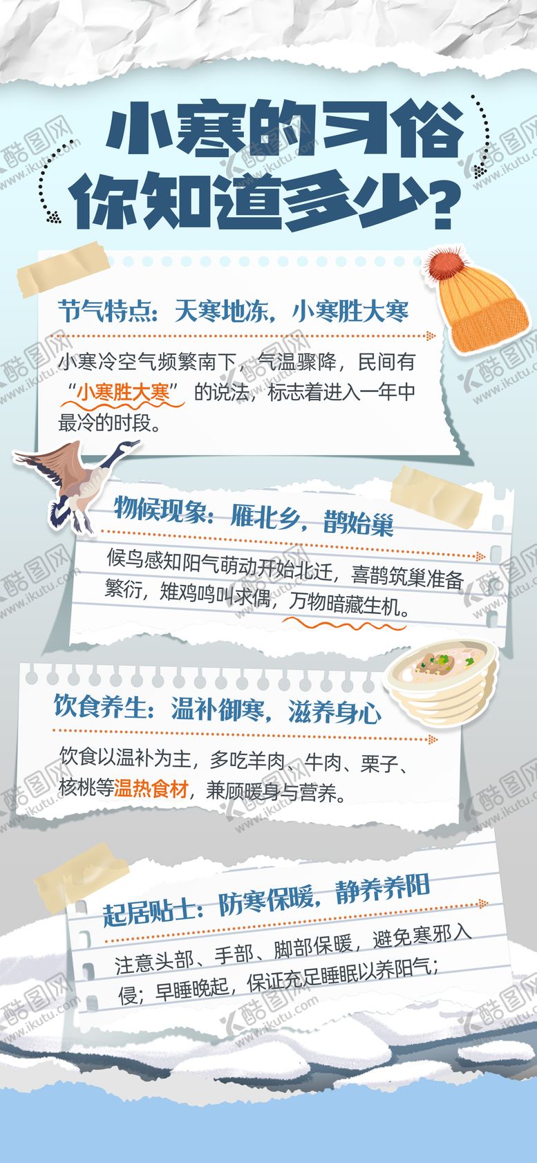 编号：65208001041200238067【酷图网】源文件下载-小寒节气科普海报