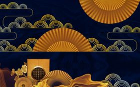 底纹鹤水墨创意中国风中国风墨迹