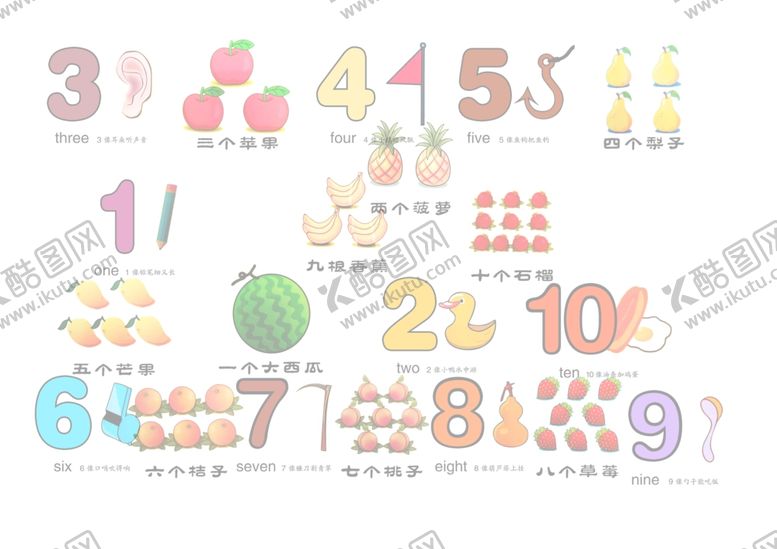 编号：56791309261924555412【酷图网】源文件下载-数字卡片1-10