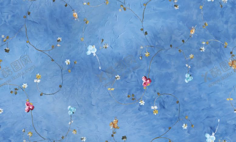 编号：90750004202227338371【酷图网】源文件下载-蓝色梦幻花卉图案背景