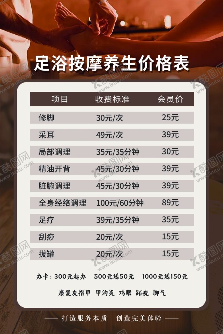 编号：94274701131723099616【酷图网】源文件下载-养生按摩足浴价格表