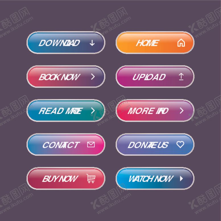 编号：43321412222356258077【酷图网】源文件下载-多彩立体网页交互按钮组