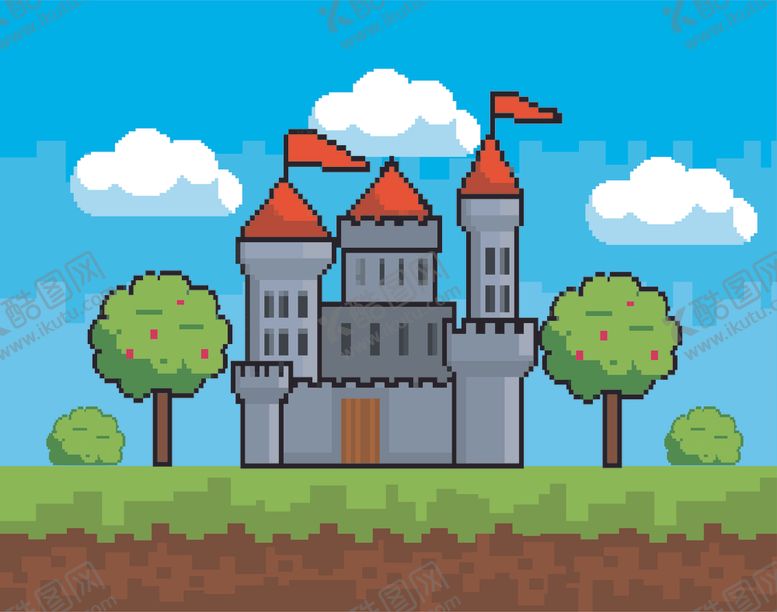 编号：30635810012102132483【酷图网】源文件下载-复古像素风游戏场景插画