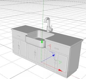 C4D模型水池水槽水龙头