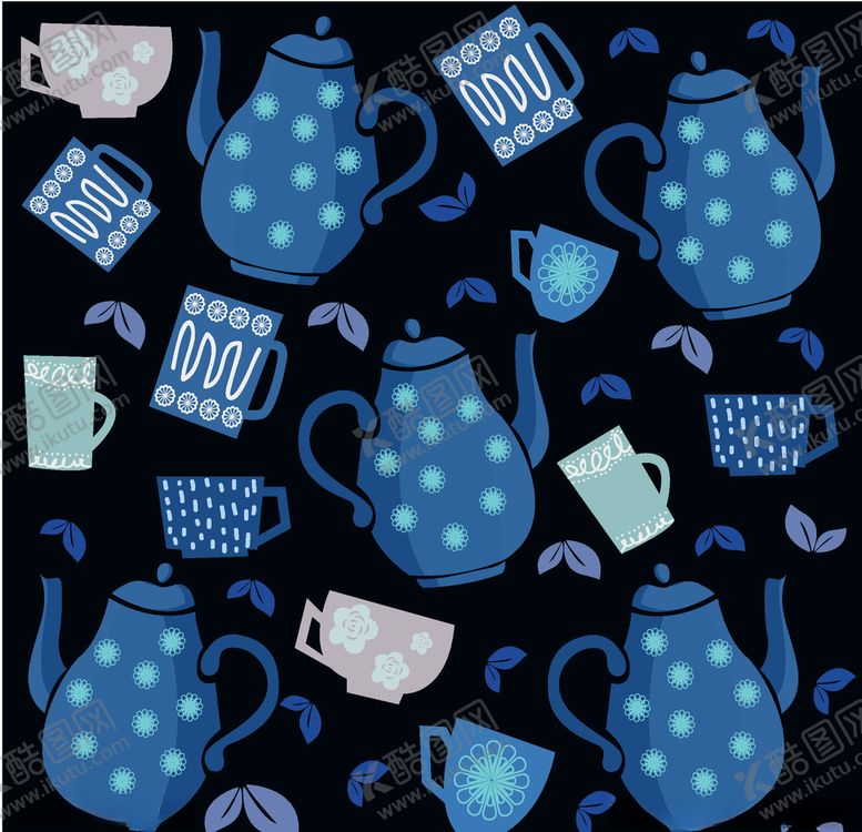 编号：89955210282321503419【酷图网】源文件下载-创意茶壶和茶杯无缝背景