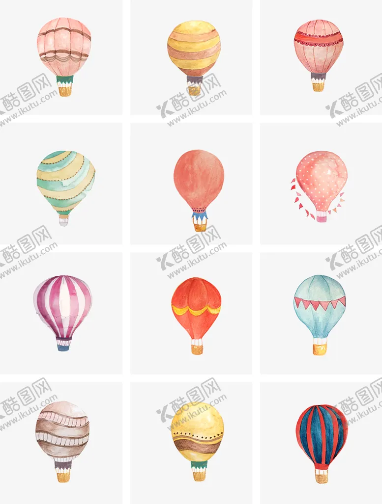 编号：68759410171229111818【酷图网】源文件下载-一组热气球插画