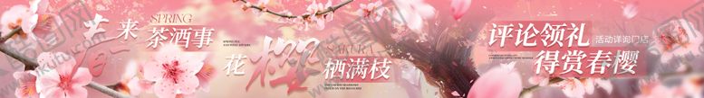 编号：15958910251904401179【酷图网】源文件下载-大众点评春季樱花五连图长图海报