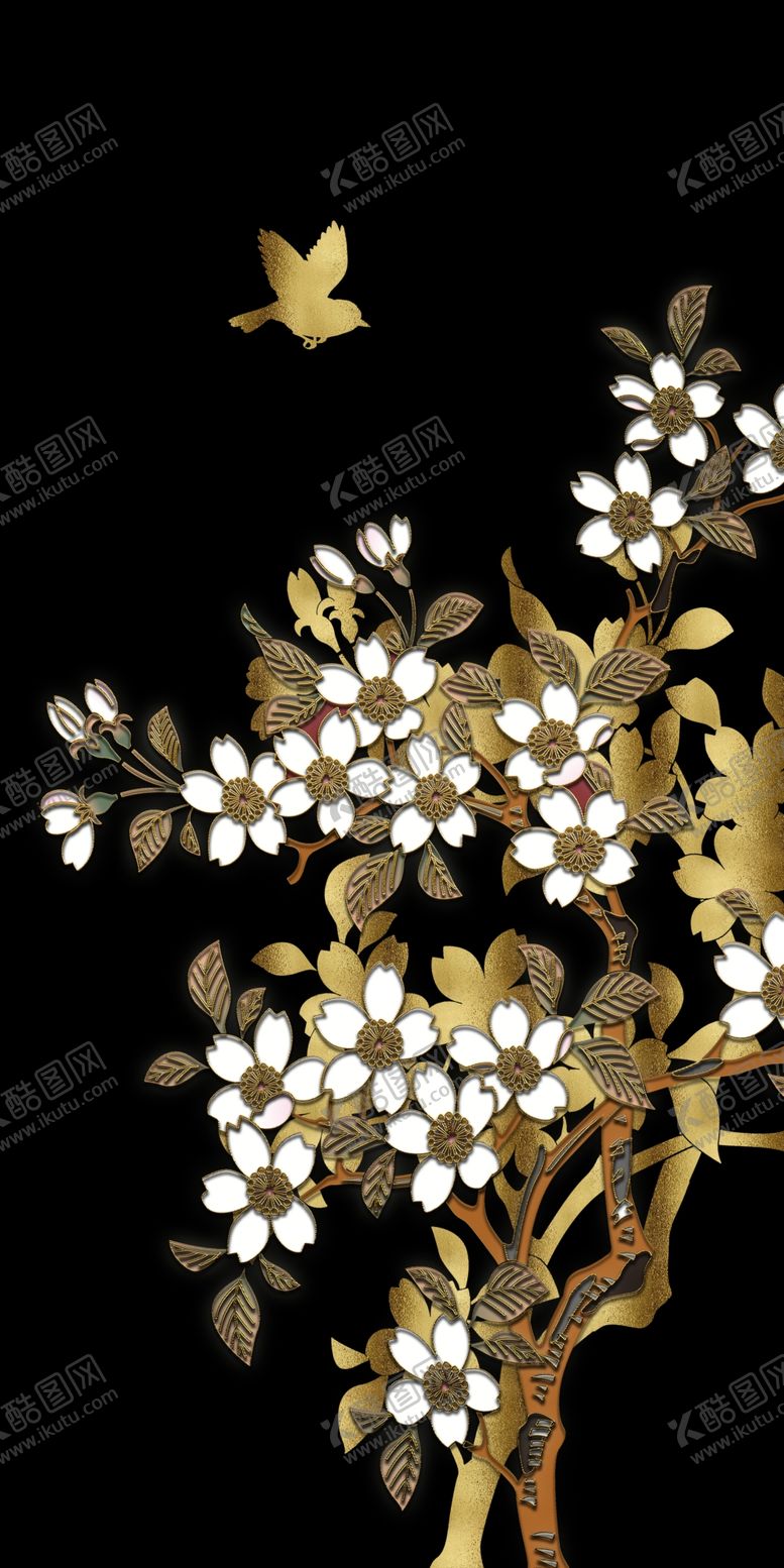 编号：74820310191130005850【酷图网】源文件下载-立体花鸟玄关画