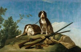 狗猎犬油画