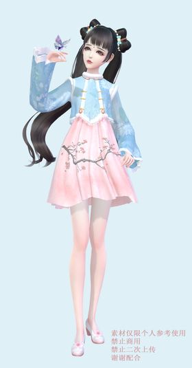 双马尾少女多角度游戏人物