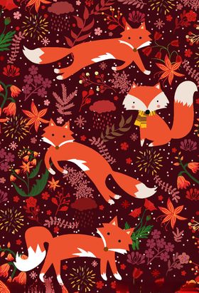 秋季狐狸和树叶