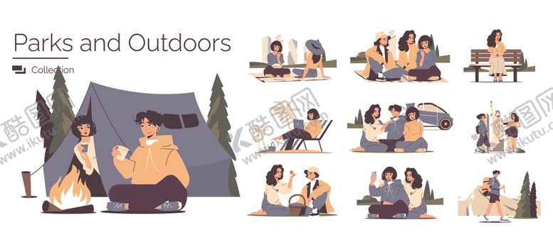 编号：50035304061209361535【酷图网】源文件下载-户外露营插画