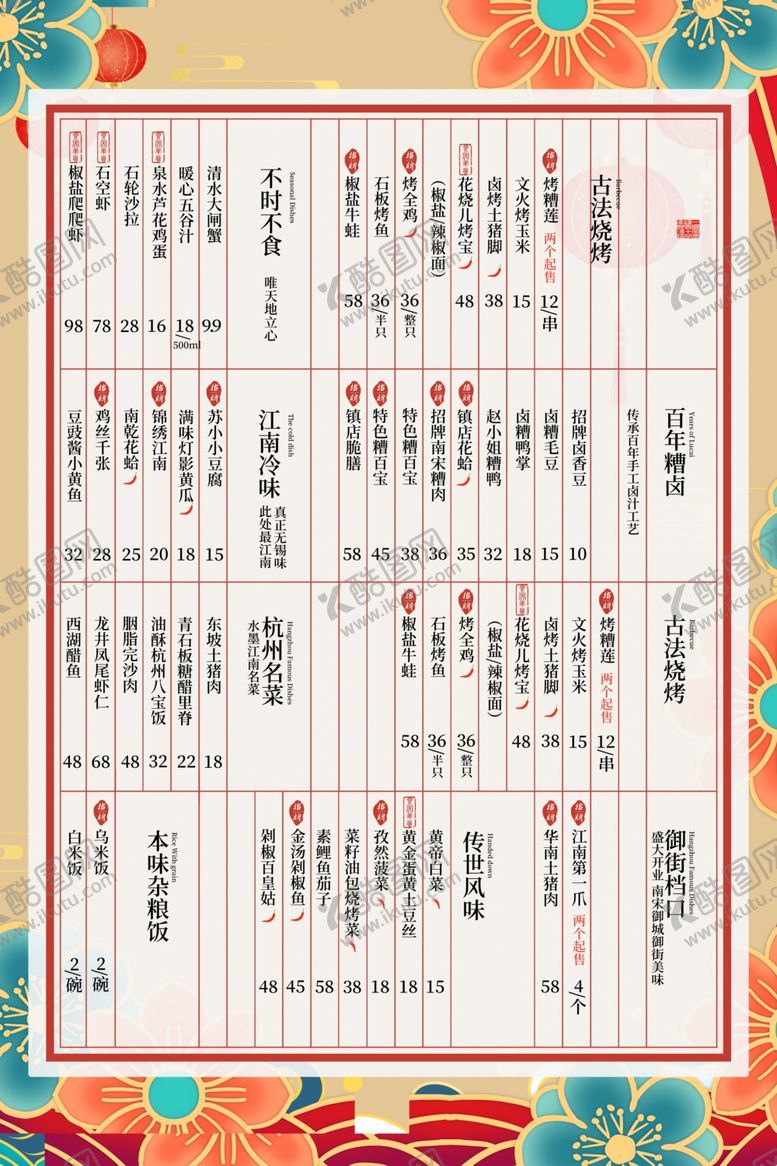 编号：58457812131101032912【酷图网】源文件下载-菜单价格表