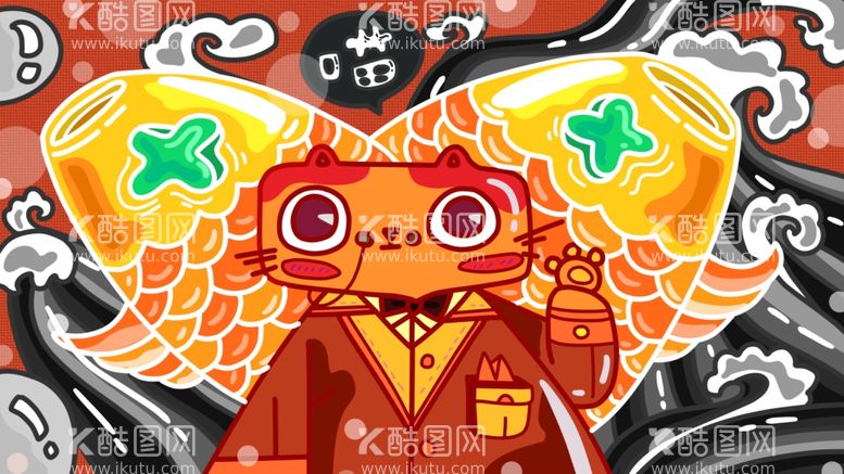 编号：42078011252330091936【酷图网】源文件下载-炫酷猫咪涂鸦插画