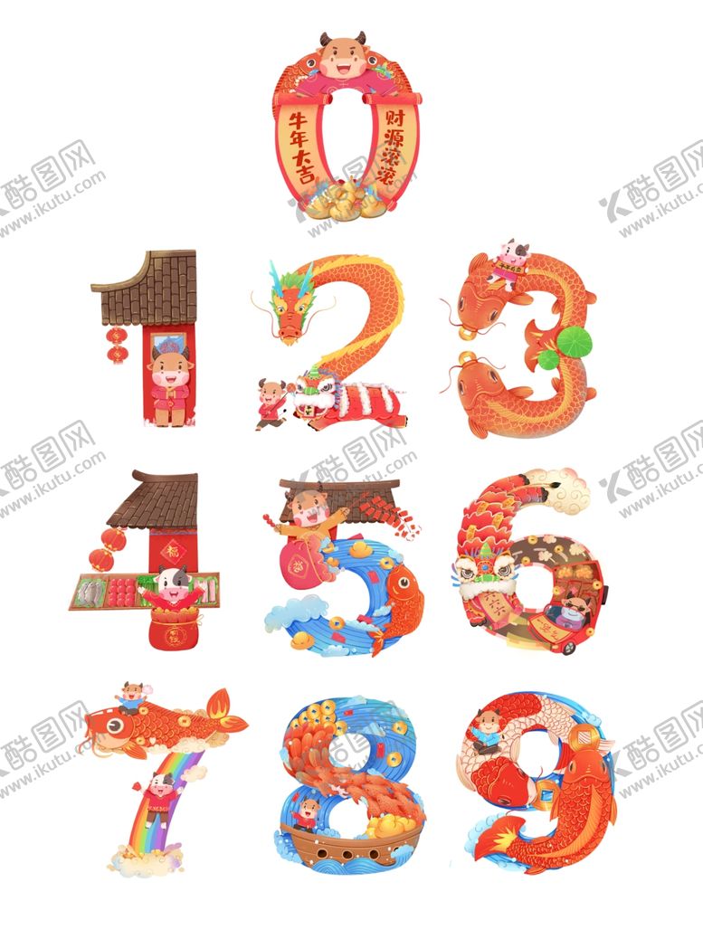 编号：37636010041342589876【酷图网】源文件下载-卡通数字