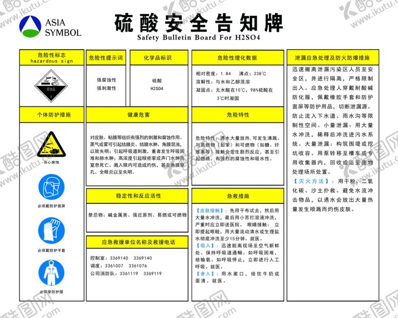 编号：98716309301922111401【酷图网】源文件下载-硫酸安全告知牌