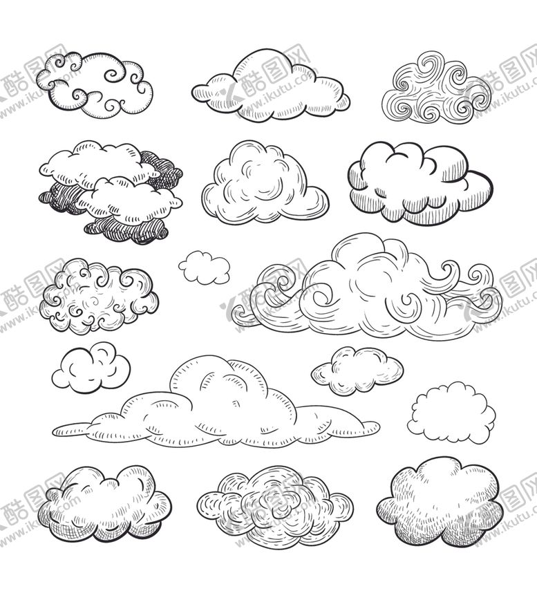 编号：19157609150002493437【酷图网】源文件下载-手绘云朵云彩图片