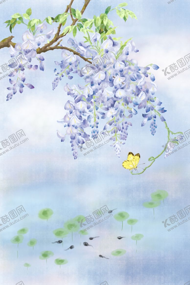 编号：23482509221645175811【酷图网】源文件下载-手绘紫藤