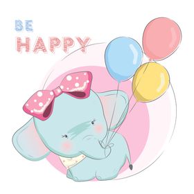 可爱卡通小海马幼儿园独角小白马