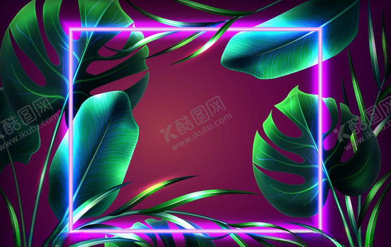 编号：52973210041155446496【酷图网】源文件下载-霓虹灯叶子背景