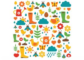 多彩春日元素图案集合