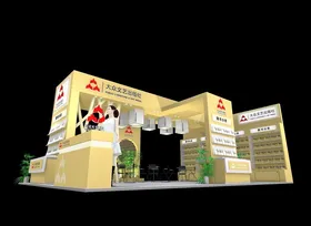 展览3D模型三面开口图片厅设计效果图灯光效果图