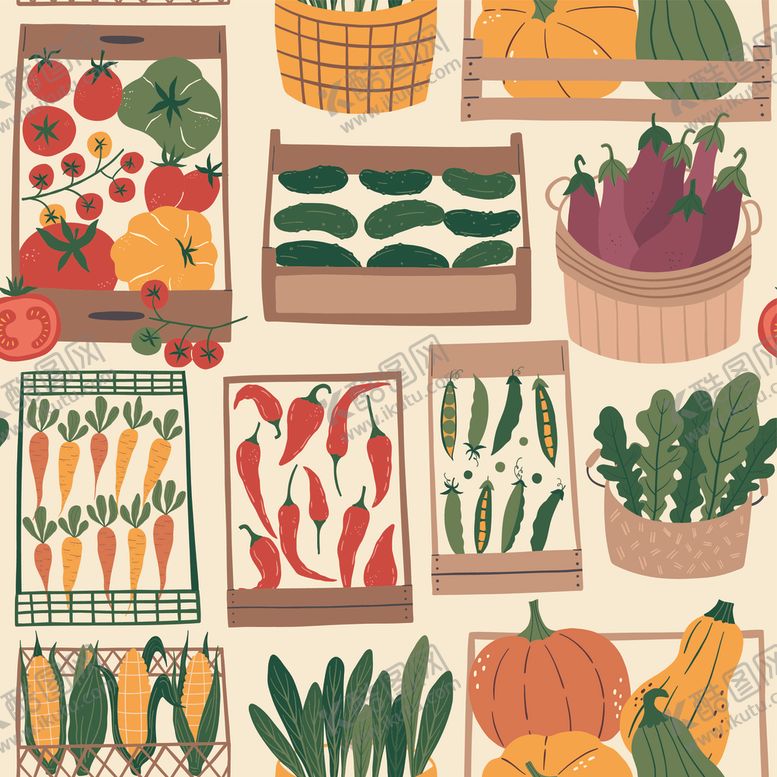 编号：22974704010614232502【酷图网】源文件下载-蔬菜市场插画