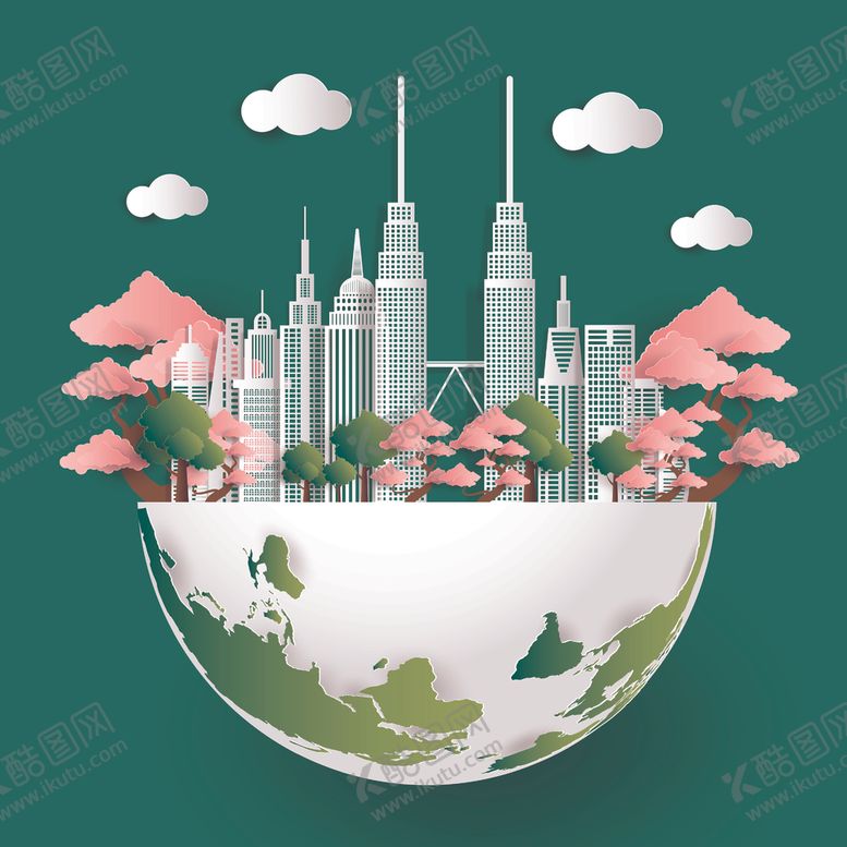 编号：88568910312158214979【酷图网】源文件下载-城市剪纸插画