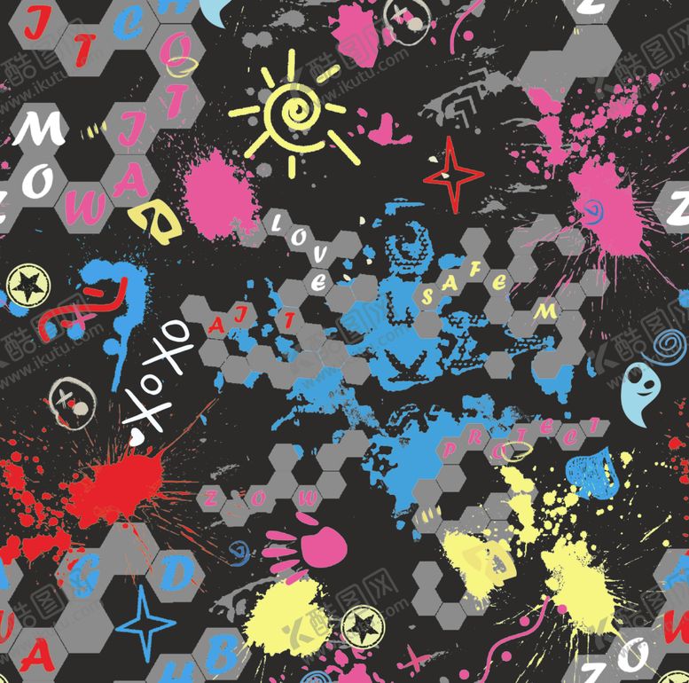 编号：83334510290607567815【酷图网】源文件下载-大牌卡通抽象扎染迷彩