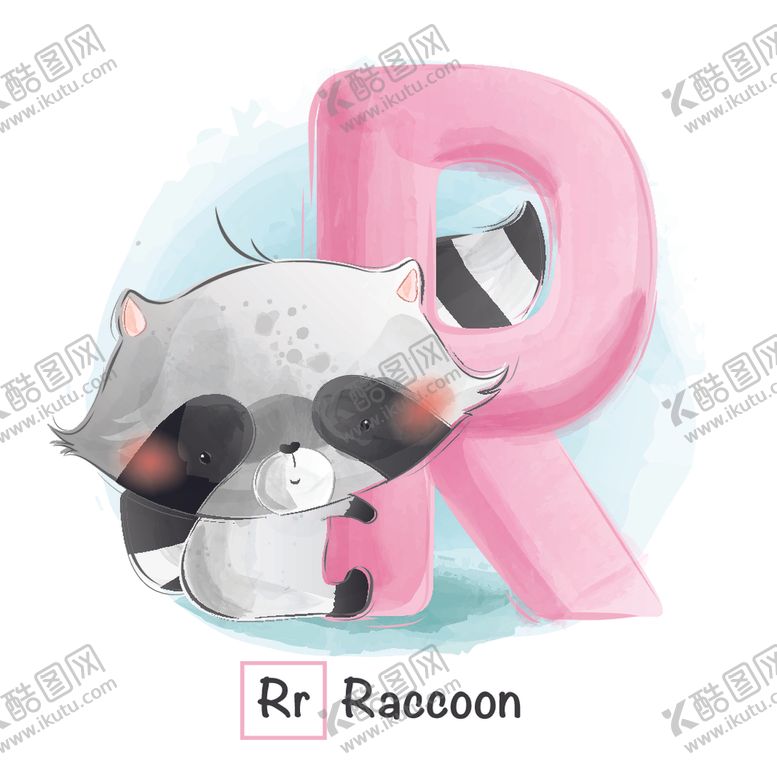 编号：77592010030437589016【酷图网】源文件下载-水彩动物和字母