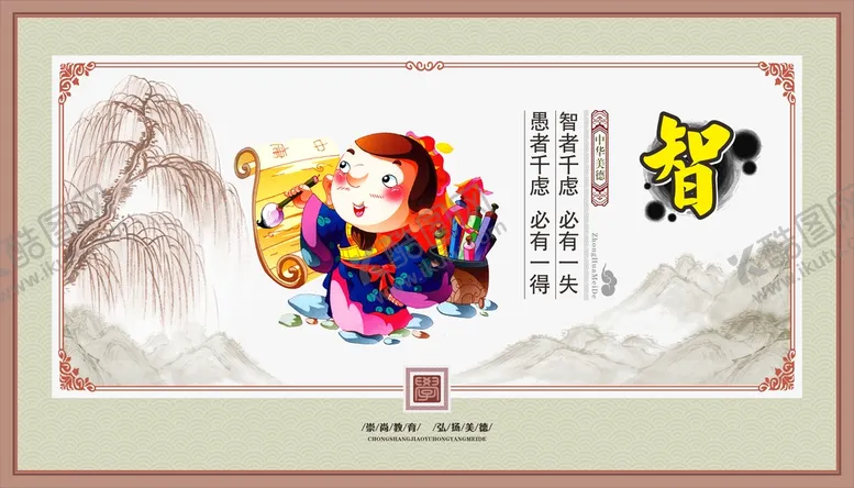 编号：77015311161314593903【酷图网】源文件下载-校园中华传统美德中式展板