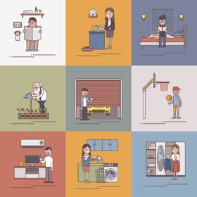 日常家居生活场景插画
