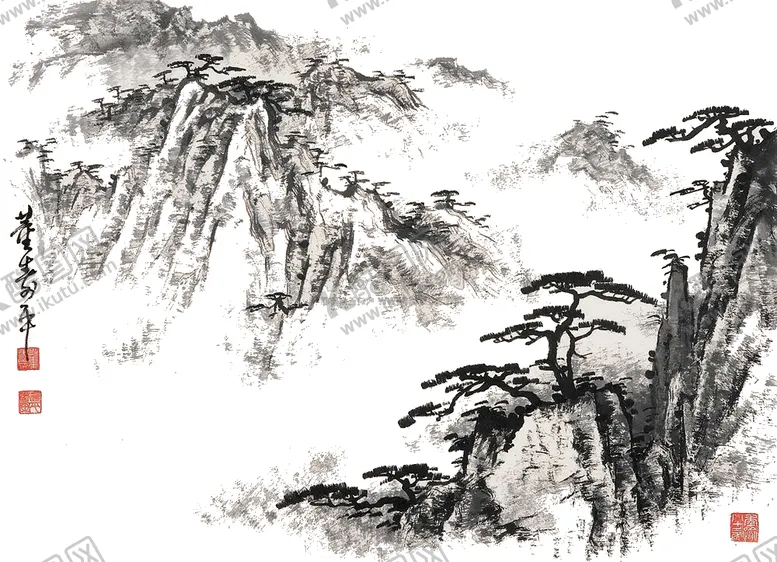 编号：94295706231600178414【酷图网】源文件下载-水墨中国风迎客松