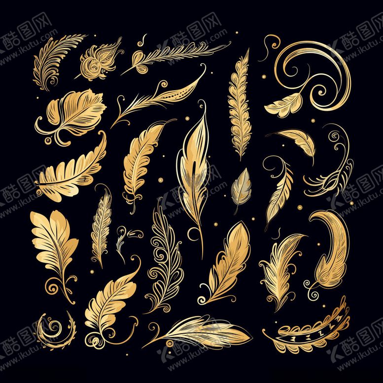 编号：27956611211530463337【酷图网】源文件下载-金色复古装饰元素集合