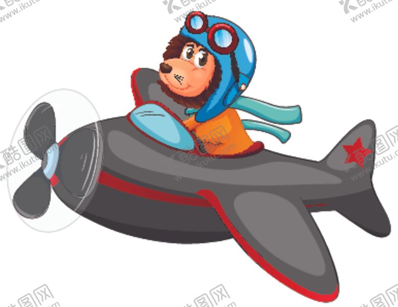 编号：46940909271842583281【酷图网】源文件下载-卡通动物和螺旋桨飞机