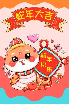 蛇年大吉节日海报晚会背景展板金献瑞