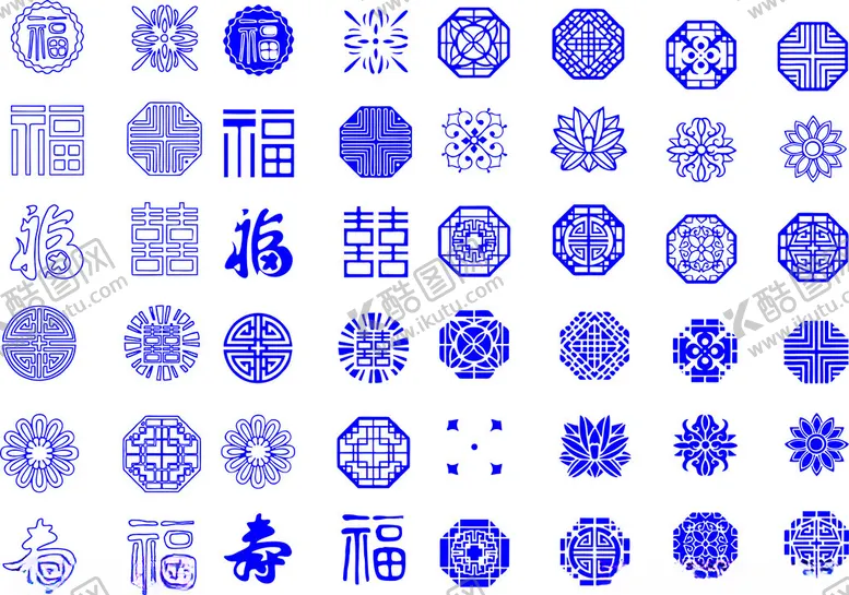 编号：62685901140002345260【酷图网】源文件下载-中国传统纹样掐丝珐琅线稿