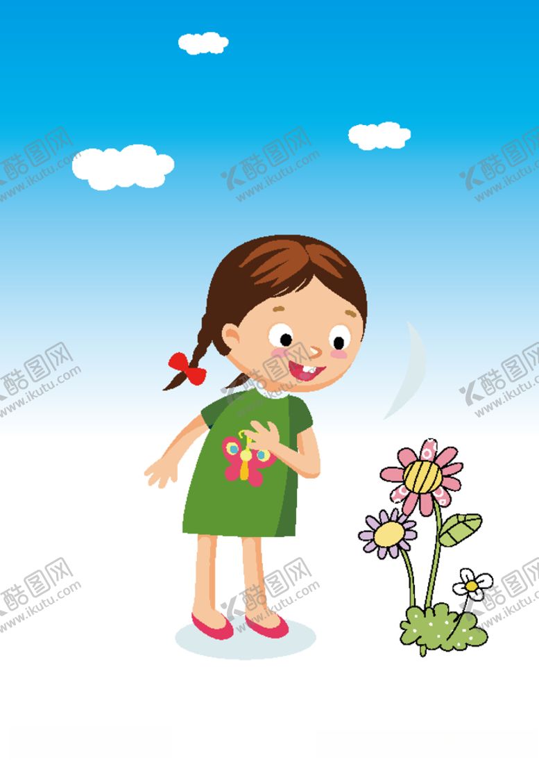 编号：33568507031045378535【酷图网】源文件下载-女孩观赏花朵