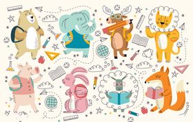 儿童插画手绘可爱人物动物