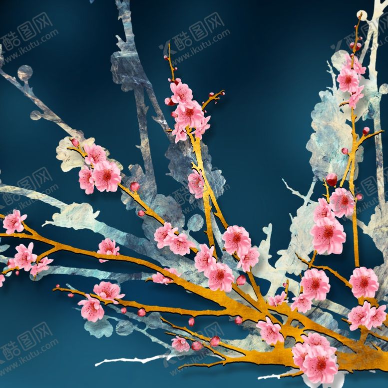 编号：16131910131921063900【酷图网】源文件下载-桃花方形装饰画