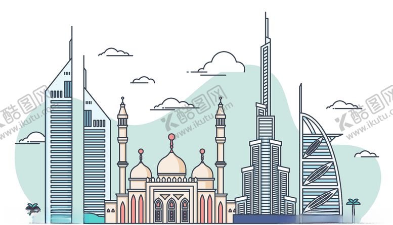 编号：41320110120617353660【酷图网】源文件下载-城市建筑物卡通插画