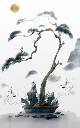 新中式玄关现代装饰画抽象轻奢装饰画
