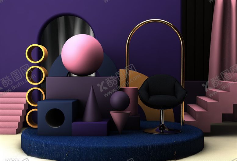 编号：46247510300837084252【酷图网】源文件下载-C4D立体展示场景元素