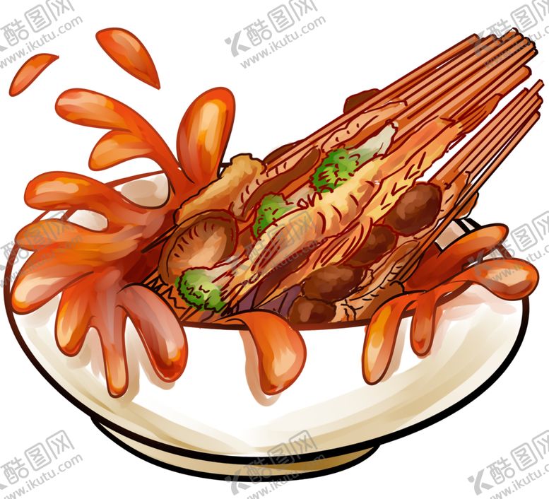 编号：84115602162119564471【酷图网】源文件下载-串串小吃卡通插画