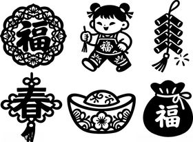 春节传统元素图案集合