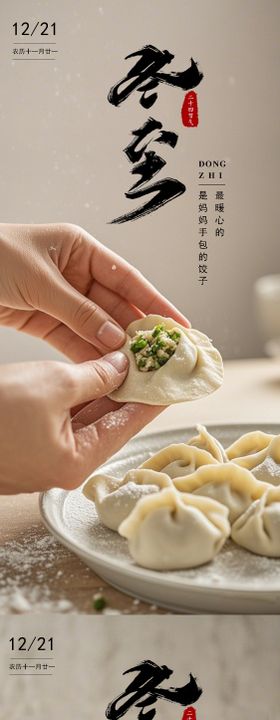 冬至节气海报二十四饺子团圆