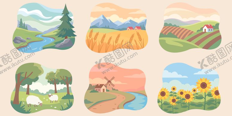 编号：57723004220118552643【酷图网】源文件下载-田园风光插画