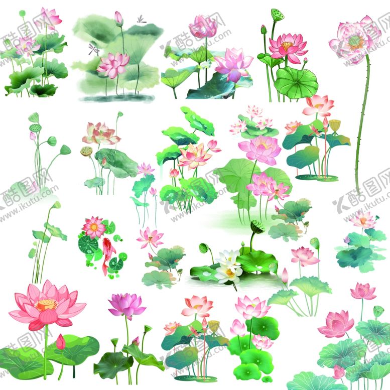 编号：25930811020810079476【酷图网】源文件下载-水墨风荷花荷叶插画素材