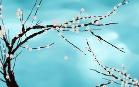 梅花工笔画电视背景墙