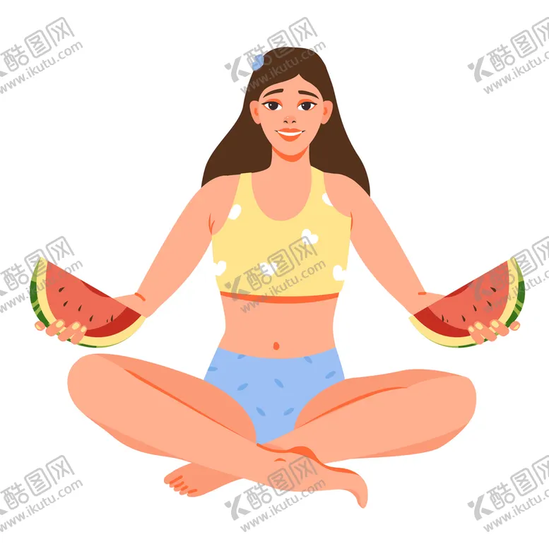 编号：30698409171743384689【酷图网】源文件下载-卡通吃西瓜人物